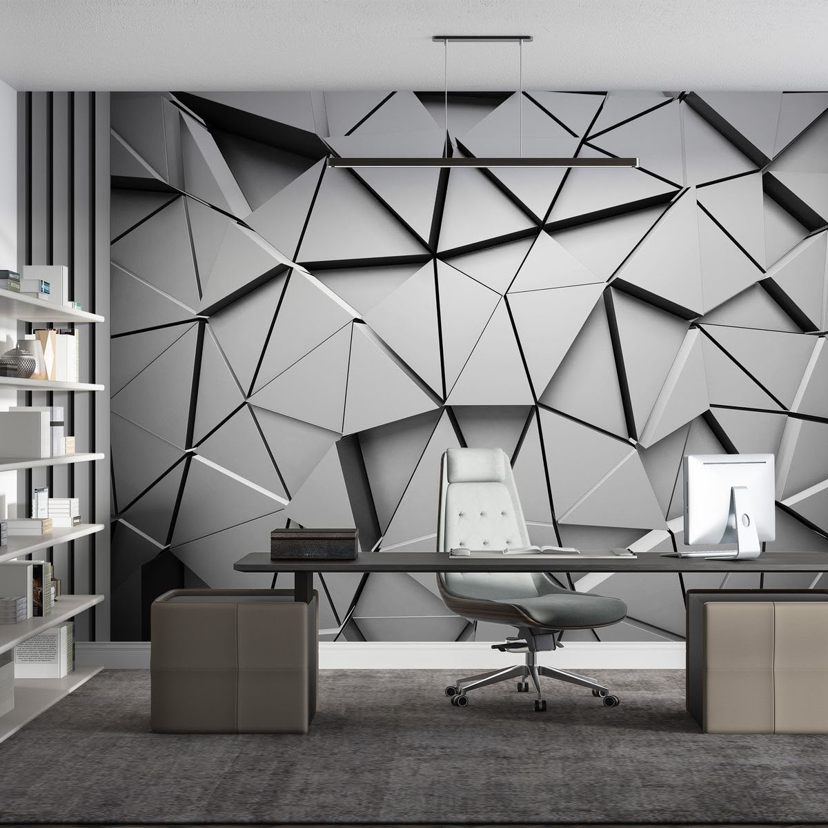 3D Low-Poly Triangular Tessellation Modern Wall Mural (Design 77)