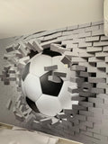 3D Soccer Ball Bursting Through Brick Wall Sports Mural (Design 78)
