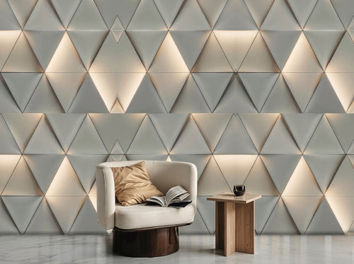 3D Faceted Triangular Origami Backlit Acoustic Wall Mural (Design 94)