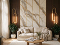 Luxe Calacatta Gold Marble & Fluted Walnut Wall Mural