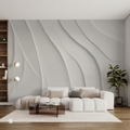Minimalist 3D Fluid Plaster Wave Wall Mural