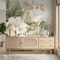 Giant Magnolia Blossom & Tropical Foliage Wall Mural