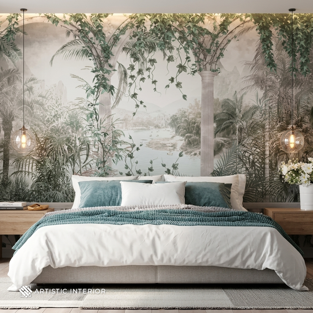 Mediterranean Courtyard & Ivy Arched Veranda Wall Mural