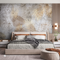 Gilded Metallic Palm Fronds & Botanical Shimmer Wall Mural