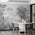 Monochrome Palm Oasis Dining Room Wall Mural
