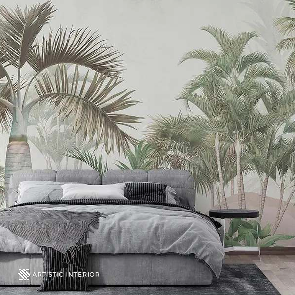 Tranquil Tropical Palm Oasis & Dune Horizon Wall Mural