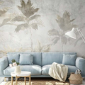 Ethereal Wabi-Sabi Botanical Leaf Silhouette Wall Mural