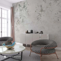 Delicate Sage Leaf Botanical Venetian Plaster Wall Mural