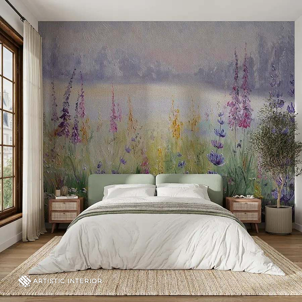Impressionist French Lavender & Wildflower Meadow Wall Mural