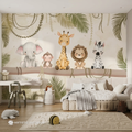 Whimsical Watercolor Baby Safari Animals Nursery Wall Mural