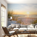 Golden Dune Coastal Ocean Sunset Wall Mural
